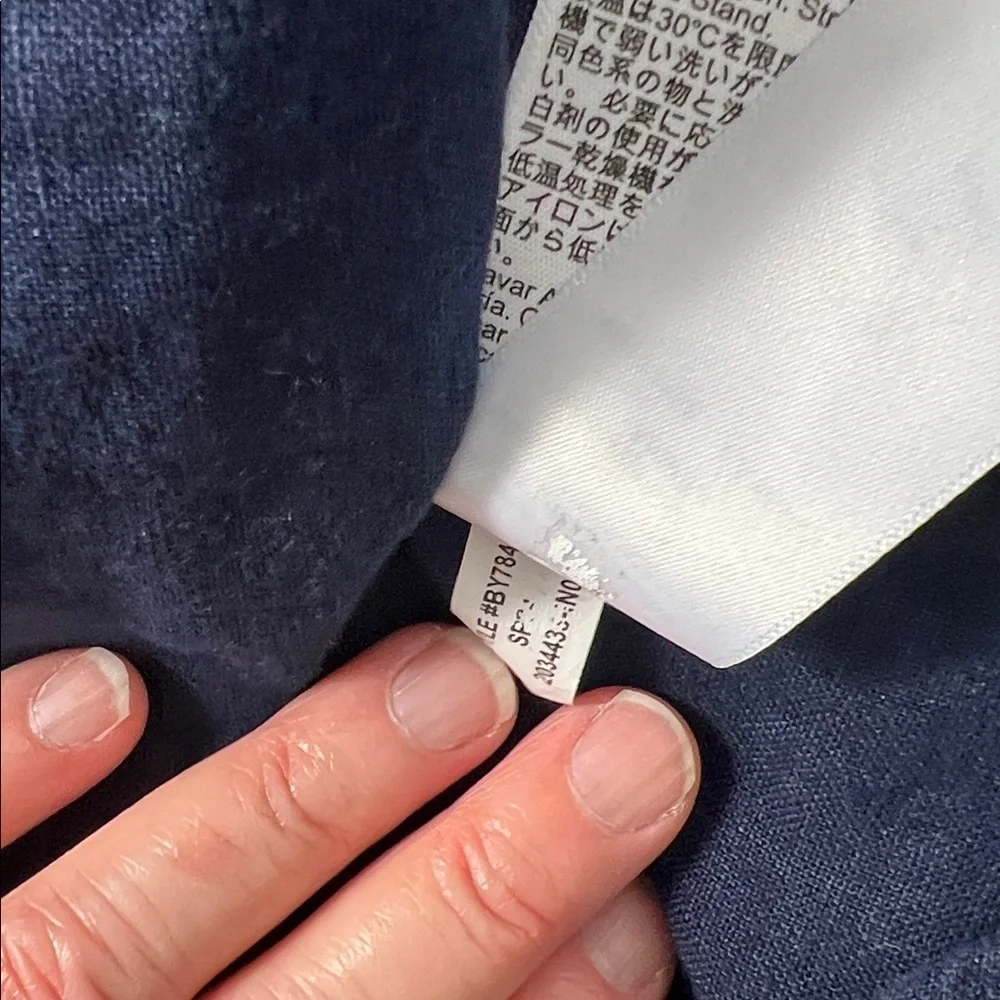 J.CREW Sz L Navy Blue Capitaine 100% Linen Shirtdress EUC Minimalist Summer - Picture 10 of 10